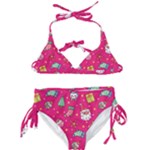 cute pink christmas pattern Kids  Classic Bikini Set