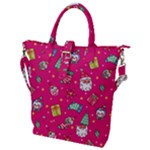 cute pink christmas pattern Buckle Top Tote Bag