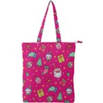 cute pink christmas pattern Double Zip Up Tote Bag