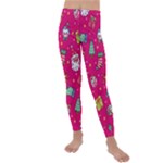 cute pink christmas pattern Kids  Lightweight Velour Leggings