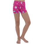 cute pink christmas pattern Kids  Lightweight Velour Yoga Shorts