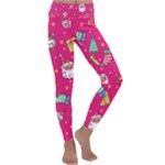 cute pink christmas pattern Kids  Lightweight Velour Classic Yoga Leggings