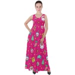 cute pink christmas pattern Empire Waist Velour Maxi Dress