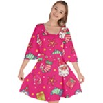 cute pink christmas pattern Velour Kimono Dress