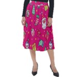 cute pink christmas pattern Classic Velour Midi Skirt 