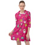 cute pink christmas pattern Mini Skater Shirt Dress