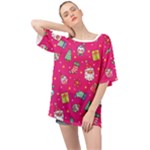 cute pink christmas pattern Oversized Chiffon Top