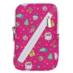 cute pink christmas pattern Belt Pouch Bag (Large)