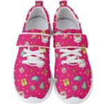 cute pink christmas pattern Men s Velcro Strap Shoes