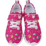 cute pink christmas pattern Women s Velcro Strap Shoes