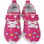 cute pink christmas pattern Kids  Velcro Strap Shoes