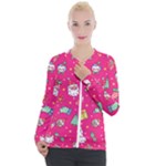 cute pink christmas pattern Casual Zip Up Jacket