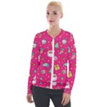 cute pink christmas pattern Velvet Zip Up Jacket