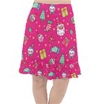 cute pink christmas pattern Fishtail Chiffon Skirt