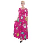 cute pink christmas pattern Half Sleeves Maxi Dress