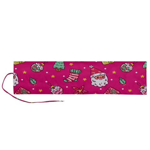 cute pink christmas pattern Roll Up Canvas Pencil Holder (L) from ArtsNow.com