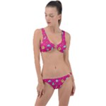 cute pink christmas pattern Ring Detail Crop Bikini Set