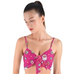 cute pink christmas pattern Woven Tie Front Bralet