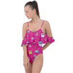 cute pink christmas pattern Drape Piece Swimsuit