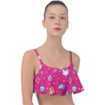 cute pink christmas pattern Frill Bikini Top