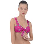 cute pink christmas pattern Front Tie Bikini Top