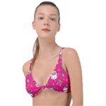 cute pink christmas pattern Knot Up Bikini Top