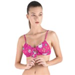 cute pink christmas pattern Tie Up Cut Bikini Top