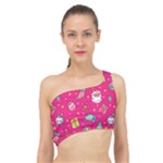 cute pink christmas pattern Spliced Up Bikini Top 