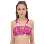 cute pink christmas pattern Cage Up Bikini Top