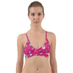 cute pink christmas pattern Wrap Around Bikini Top