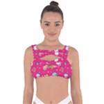 cute pink christmas pattern Bandaged Up Bikini Top