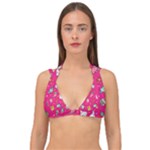 cute pink christmas pattern Double Strap Halter Bikini Top