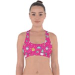 cute pink christmas pattern Cross Back Hipster Bikini Top 