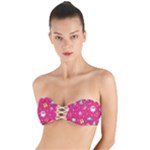 cute pink christmas pattern Twist Bandeau Bikini Top