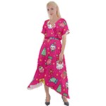 cute pink christmas pattern Cross Front Sharkbite Hem Maxi Dress