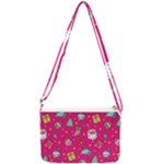 cute pink christmas pattern Double Gusset Crossbody Bag