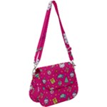 cute pink christmas pattern Saddle Handbag