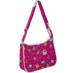 cute pink christmas pattern Zip Up Shoulder Bag