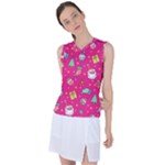 cute pink christmas pattern Women s Sleeveless Sports Top