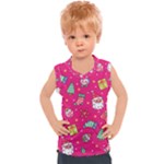 cute pink christmas pattern Kids  Sport Tank Top