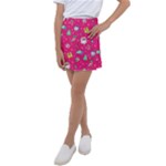 cute pink christmas pattern Kids  Tennis Skirt