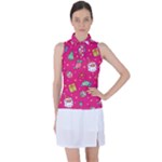 cute pink christmas pattern Women s Sleeveless Polo T-Shirt