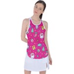 cute pink christmas pattern Racer Back Mesh Tank Top