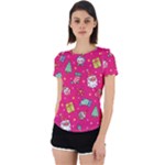 cute pink christmas pattern Back Cut Out Sport T-Shirt