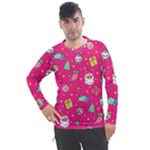 cute pink christmas pattern Men s Pique Long Sleeve T-Shirt