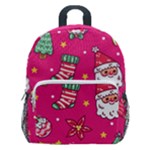 cute pink christmas pattern Kids  Age 5-10 Lightweight School Backpack with Side Pockets