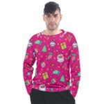 cute pink christmas pattern Men s Long Sleeve Raglan T-Shirt