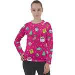 cute pink christmas pattern Women s Long Sleeve Raglan T-Shirt