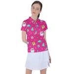 cute pink christmas pattern Women s Polo T-Shirt