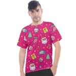 cute pink christmas pattern Men s Sport Top